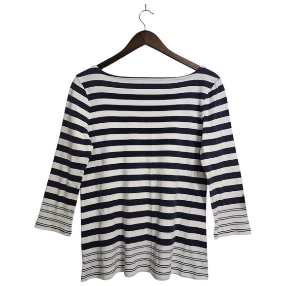 Pendleton Navy Striped Boatneck 3/4 Sleeve T-Shirt Sz S - Picture 5 of 8